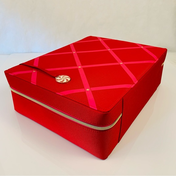 Estée Lauder Red Pink Peppermint Makeup Train Zip Case Travel Bag - Picture 6 of 12